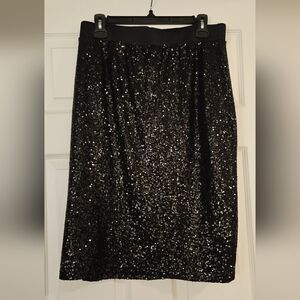 Elegant Black Sequin Skirt